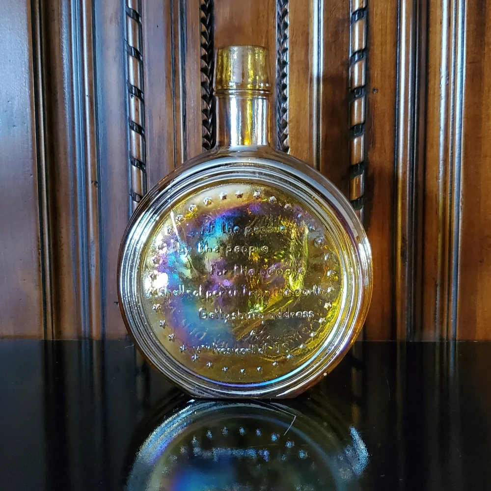 1970 NIB Decanter Abraham Lincoln Irredescent Carnival Glass Wheaton Nuline - Picture 15 of 15